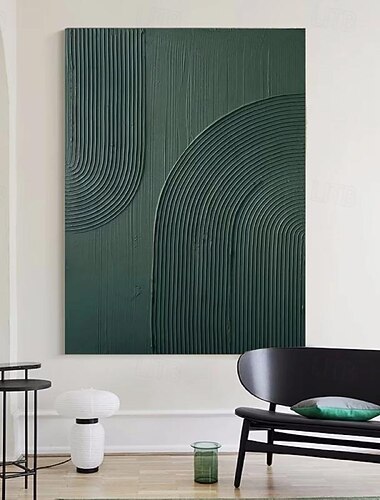  キャンバスに手描きされた白い抽象画、手作りの 3D テクスチャ ウォール アート、緑のモダンな絵画、手作りのキャンバス アート ペインティング、リビングルームの装飾、トレンディなアートワーク、ホーム デコレーション、ホテルのアート作品