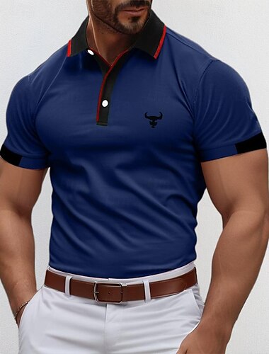  Hombre POLO Camiseta de golf Casual Deportes Cuello polo acanalado Manga Corta Moda Básico Bloque de color Vaca Retazos Bordado Verano Ajuste regular Amarillo Rojo Azul Piscina Verde Trébol POLO