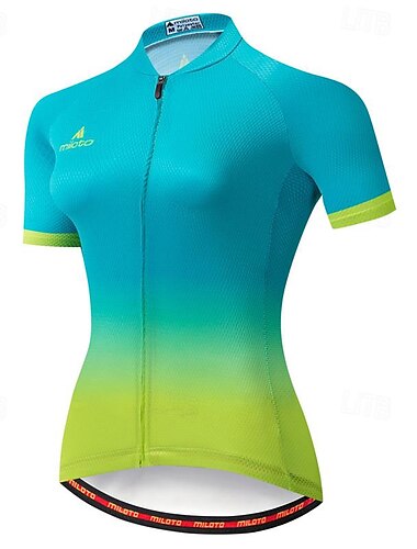  Miloto Damen Radtrikot fahrradbekleidung Fahrradtrikot Kurzarm Fahhrad Trikot mit 3 Gesäßtaschen MTB Mountain Atmungsaktiv Schnelltrocknend Anatomisches Design Schweißtransportierend Blau Purpur