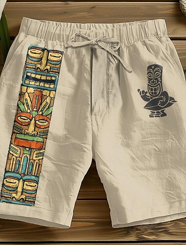  Homens Gráfico Calção Cintura Média Vintage Moda Estilo Étnico Casual Diário Feriado Bolsos Com Cordão Cintura elástica Designer Roupa