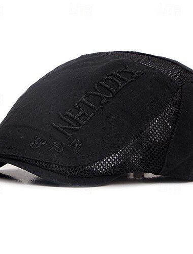  Herren Schiebermütze Ascot-Hut Ballonmütze Schwarz Kaki Polyester Stickerei Modisch Brautkleider schlicht Strasse Täglich Farbblock Buchstabe Einstellbar Sonnenschutz Atmungsaktiv