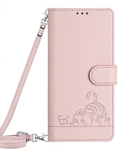  telefono Custodia Per iPhone16 iPhone 15 Pro Max Plus iPhone 14 13 12 11 Pro Max Plus Mini SE Per retro Con supporto A calamita con cordino Gatto Retrò TPU pelle sintetica