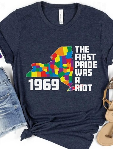  LGBTQ T-Shirt Camisas del Orgullo Arco iris El primer orgullo fue un disturbio lesbiana Homosexuales Para Unisexo Adulto Víspera de Todos los Santos Carnaval Mascarada Estampado en caliente Desfile