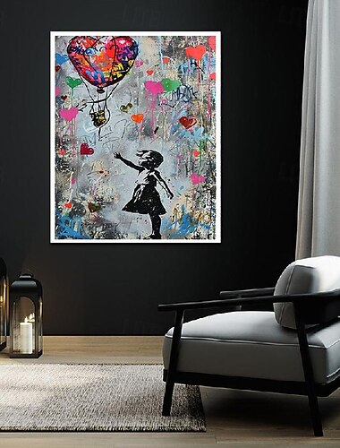  بانكسي فتاة الكتابة على الجدران النفط اللوحة رسمت باليد فن البوب اللوحة الشهيرة قماش بانكسي فتاة عمل فني اللوحة بانكسي بالون قماش اللوحة جدار الديكور عمل فني اللوحة
