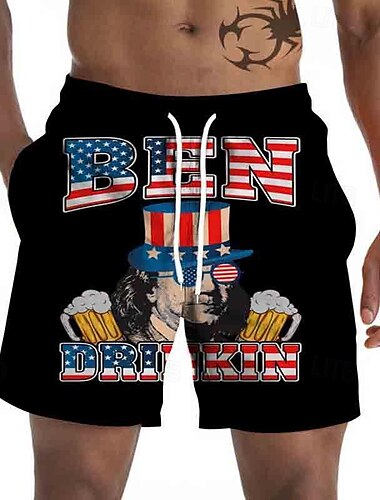  Tag der Unabhängigkeit 4. Juli USA Flagge Sportbekleidung Strandshorts USA Flagge Harajuku Grafik Kawaii Für Herren Erwachsene Maskerade 4. Juli 3D-Druck Festival