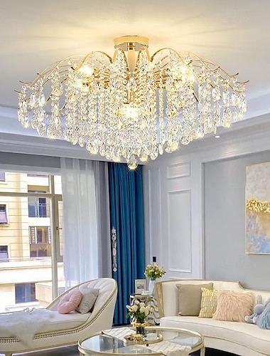  LED-Kronleuchter 42/50/60/80/100 cm 6/10/12/14/16 Kopf Glühbirne nicht enthalten galvanisiertes Finish Kristallmetall moderner zeitgenössischer Stil Schlafzimmer Esszimmer Mini-Pendel 110-240 V