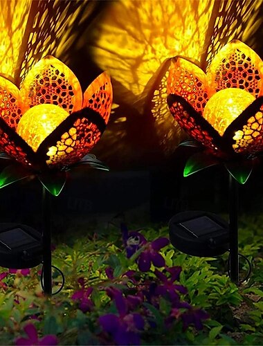  Lampe d'insertion de sol de fleur creuse d'art de fer à énergie solaire lampe de décoration de paysage lampe de décoration de cour de jardin lampe d'ambiance de fête de festival de mariage