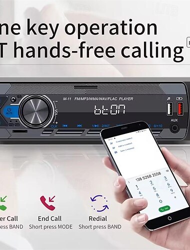  jednovřetenové 12V auto/auto mp3 přehrávač bluetooth handsfree stereo zvukový efekt USB flash disk vložení a příjem karty vše v jednom