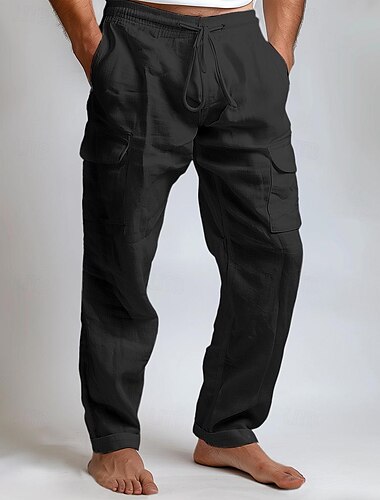  Herren Cargohose Cargohosen Hose Hosen Sommerhosen Strandhose Kordelzug Elastische Taille Multi Pocket Glatt Komfort Atmungsaktiv In voller Länge Outdoor Täglich Ausgehen Modisch Brautkleider schlicht