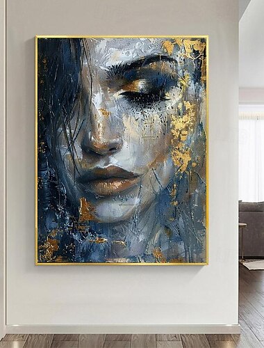  abstracte vrouw gezicht canvas schilderij handgemaakte graffiti kunst aan de muur kleurrijke vrouw muur kunst vrouw portret olieverf hand geschilderd canvas graffiti gezicht muur kunst goud ingelijst