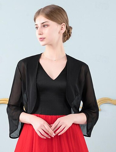  Wickeltücher für Frauen Bolerojacke Kappe Elegant Vintage 3/4 Ärmel Polyester Hochzeit Schals Mit Pure Farbe Für Hochzeit Frühling Sommer