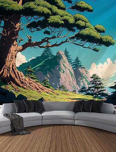  Wald Bäume Natur Landschaft hängen Wandteppich Kunst große Wandteppich Wandbild Dekor Fotografie Hintergrund Decke Vorhang Haus Schlafzimmer Wohnzimmer Dekoration Wandtuch XXL Natur