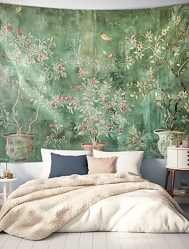  Vintage Ölgemälde Blumen hängen Wandteppich Wandkunst große Wandteppich Wandbild Dekor Fotografie Hintergrund Decke Vorhang Haus Schlafzimmer Wohnzimmer Dekoration