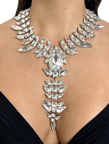  Collares con colgantes Brillantes Mujer Lujo Borla Transparente Boda En forma de Y Gargantillas Para Boda Fiesta