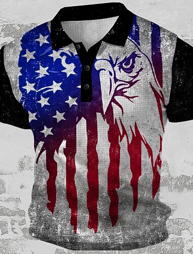  4 de julio de 2026, 250 aniversario Hombre Bandera estadounidense veteranos Camisetas polo con diseño de gofre Camiseta de golf Manga Corta Camisas de polo Camisas con cuello Ropa de calle Ropa de
