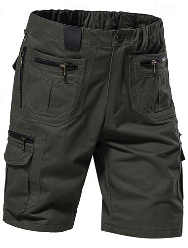  Hombre Pantalones cortos tácticos Pantalón Corto Cargo Pantalones Capri Botones Bolsillo con cremallera Plano Listo para vestir Medio corto Exterior Diario Acampada y Senderismo Moda Clásico Negro