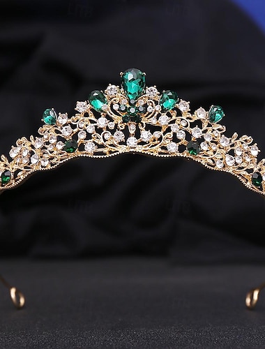  Crown Tiaras pannband Huvudbonad Bergkristall Legering Bröllop cocktail Elegant Lyx Med Strass Kristalldetaljer Hårbonad Huvudbonader