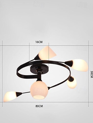  led taklampor 70/80cm 4/6-ljus kreativa spiralkronblad modern ljuskrona taklampa semi-infälld taklampa e27 metall modern matsal kaféer 110-240v