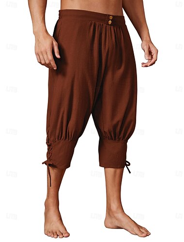  Mittelalterlich Renaissance 17. Jahrhundert Hose Piratenhose Ren Faire Pirat Wikinger Kreuzritter Kordelzug Einfarbig Herren Seeräuber Fantasie Halloween Maskerade Halloween LARP Renaissance-Messe