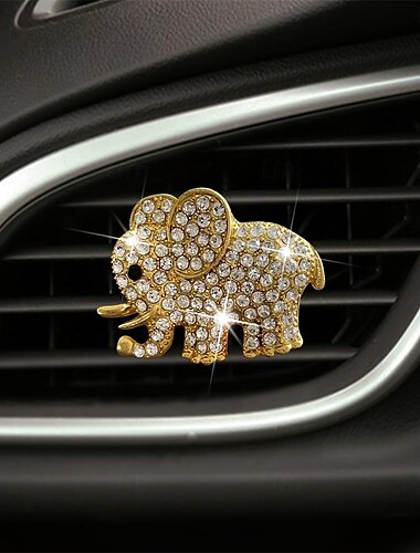  Strass elefante em forma de carro perfume saída de ar aromaterapia clipfull de diamante artificial