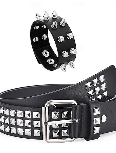  Brazalete Cinturón Wasit Pulsera de cuero PU Anillo de dedo Retro Antiguo Punk y gótico Legierung Para Cosplay Víspera de Todos los Santos Carnaval Mujer Joyería de disfraz Joyería de moda