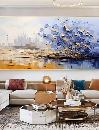 pintura a óleo artesanal lona arte da parede decoração moderna paisagem flor abstrata para sala de estar decoração de casa rolou pintura sem moldura não esticada