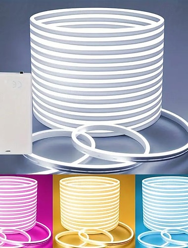  1m 2m 3M Flexibele LED-verlichtingsstrips Neon stripverlichting 120/240/360 LEDs 2835 SMD Warm wit Wit Rood LED-Striplampen Voor Binnen Feest Vakantie Batterijen aangedreven