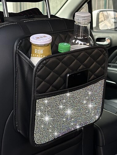  fyautoper sac suspendu au dos du siège de voiture en cristal, porte-documents automatique, sac de bouteille multi-poches, boîte de rangement, organisateur de voyage, pochette bien rangée