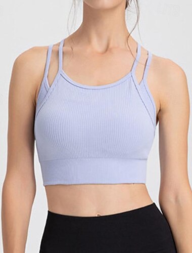  Damen Leichte Unterstützung Sport Bustier bh Sport-BH Bustier Ringer-Rücken-Kleid BH-Oberteil Gefüttert Fitness Freizeit Sport Laufen Atmungsaktiv Leichtgewichtig Weich Schwarz Purpur Orange Einfarbig