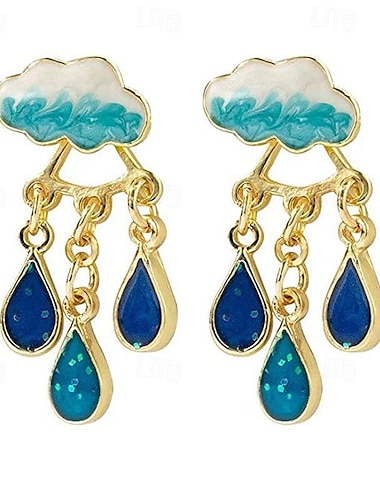  Damen Ohrstecker Tropfen-Ohrringe Kreolen Geometrisch Wolken Elegant Vintage Kuschelig Stilvoll Einfach Ohrringe Schmuck Beige / Weiß / Leicht Rosa / Blau Für Party Strasse Täglich Festtage Festival