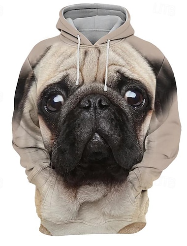  Miesten Koira Graafiset tulosteet Huppari Hupparit College Pullover-huppari Pitkähihainen Hupullinen collegepaita Hupullinen Katutyyli 3D-tulostus Päivittäin Urheilu Khaki Painettu 봄 & Syksy