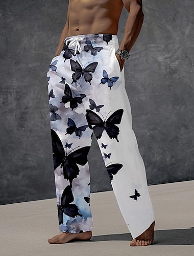  herenbroek broek vlinder vakantie casual zwart inelastisch