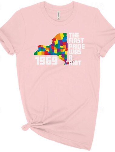  LGBTQ LGBTQ T-Shirt-Ärmel Pride-Shirts Regenbogen Der erste Pride war ein Aufruhr Lesbisch Fröhlich Für Unisex Erwachsene Halloween Karneval Maskerade Heißprägen Pride Parade Pride-Monat