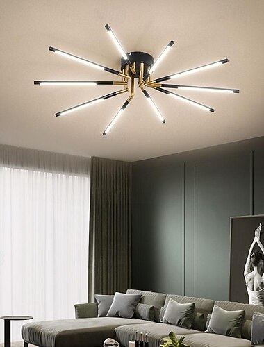  LED 天井シャンデリア 13.5cm 8/10/12 ヘッド 調光可能 金属 電気メッキ/塗装仕上げ モダン 北欧スタイル リビングルーム 寝室 110-240V 38/64/80W リモコンでのみ調光可能
