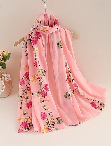  Damen Rechteckiger Schal Strasse Täglich Verabredung Beige Schwarz Rosa Schal Blumen