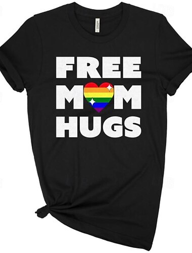  LGBTQ LGBTQ T-Shirt-Ärmel Pride-Shirts Regenbogen Kostenlose Mama-Umarmungen Lesbisch Fröhlich Für Unisex Erwachsene Halloween Karneval Maskerade Heißprägen Pride Parade Pride-Monat