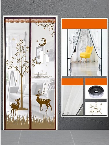  Magnetische Türscreen Netzscreen Moskitonetz für Türvorhang bedrucktes Muster Schlafzimmer Wohnzimmer Kinderzimmer