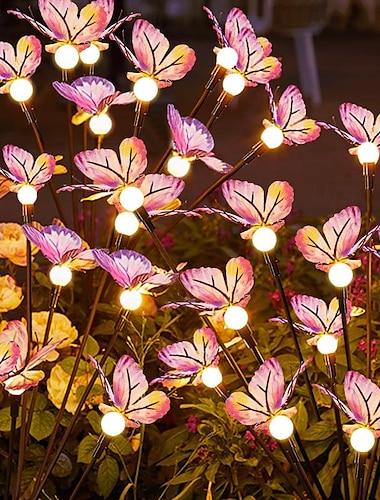  2 pièces solaire luciole papillon jardin lumière extérieure étanche pelouse paysage lumières cour parc villa passerelle décoration