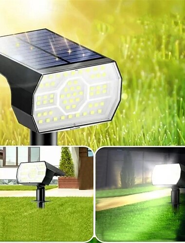  Luces solares para exteriores, impermeables, IP68, 56 LED, focos solares para césped, para jardín, patio, iluminación de caminos, dos métodos de inserción en el suelo y para colgar en la pared, 1