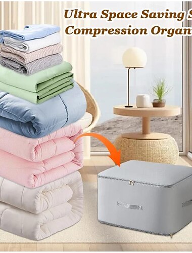  dekbed opbergzakken ultra ruimtebesparende zelfcompressie organizer, opbergzakken voor dekens, dekbedden, kleding zware verhuistassen, opbergtas voor ruimtebesparing