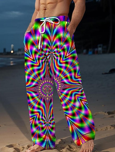  Homme Hawaïen Pantalon 3D effet Pantalon droit Taille médiale Taille élastique avec cordon de serrage Vacances Des plages Eté Printemps Automne Confortable Non Elastique