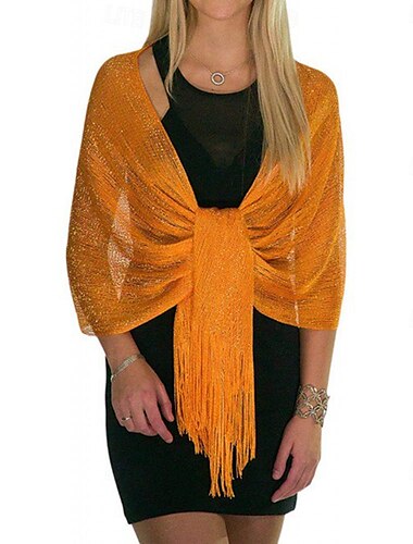  Schals Wickeltücher für Frauen Glitzer Strahlend & Funkelnd Ärmellos Polyester Hochzeit Schals Mit Quaste Für Hochzeit Frühling Sommer