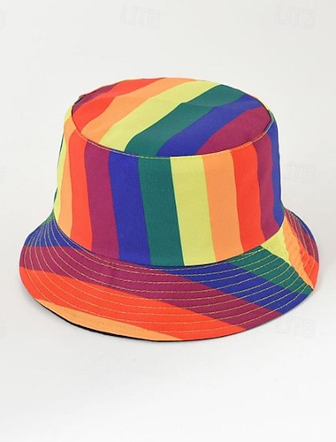  ЛГБТ Радужная рыбацкая шляпа для взрослых, солнцезащитный козырек с плоским цилиндром, для активного отдыха, солнцезащитный крем, чаша, украшение для шляпы