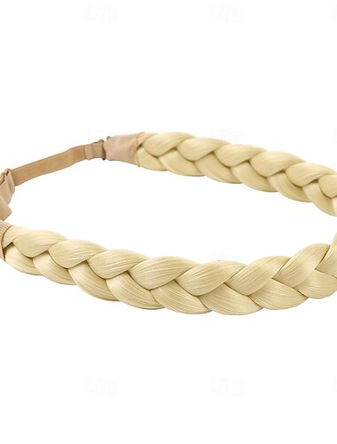  verstellbares geflochtenes Stirnband, synthetisches Haarteil, Haarreif, schlichtes Haar-Accessoire für Damen