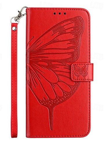  Handy Hülle Handyhüllen Für iPhone 16 iPhone 15 Pro Max Plus iPhone 14 13 12 11 Pro Max Plus Mini SE Rückseite mit Halterung Magnetisch mit Handschlaufe Schmetterling Retro TPU PU-Leder