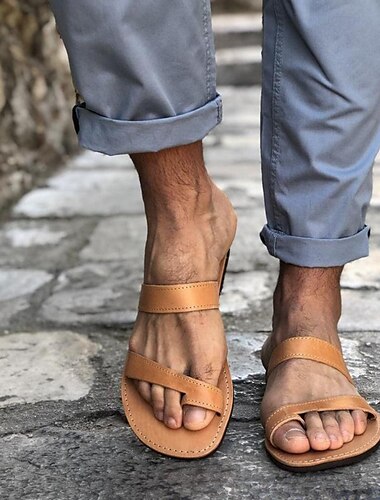  braune Slidesandalen aus Kunstleder für Herren mit bequemem Riemendesign – lässiges Sommerschuhwerk für Strand, Outdoor & Alltag