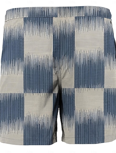  Herr Shorts Sommarshorts Casual shorts Ficka Snörning Elastisk midja Rutig Färgblock Rand Andningsfunktion Mjuk Kort Ledigt Dagligen Helgdag Mode Streetwear Blå Microelastisk