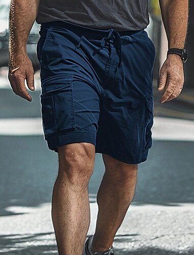  Herre Shorts med lommer Shorts Bermuda shorts Snørelukning Multi lomme Vanlig Udendørs Sport Knælængde udendørs Daglig Mode Gade Tynd Sort Navyblå Mikroelastisk