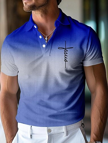  Homme Chemises Polo Gaufre Chemise de golf Manche Courte Polos Chemises à Col Occasionnel Tenue de plage Vêtements de vacances Tenues de fête Boutons Impression 3D Été Printemps Noir Bleu Orange