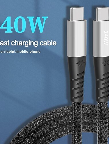  1パック USB3.0ケーブル 100W 3.3フィート USBCからUSBC 6 A 充電ケーブル 急速充電 高データ転送 ナイロン編組 直角 耐久 用途 マックブック iPad サムスン 携帯電話アクセサリー